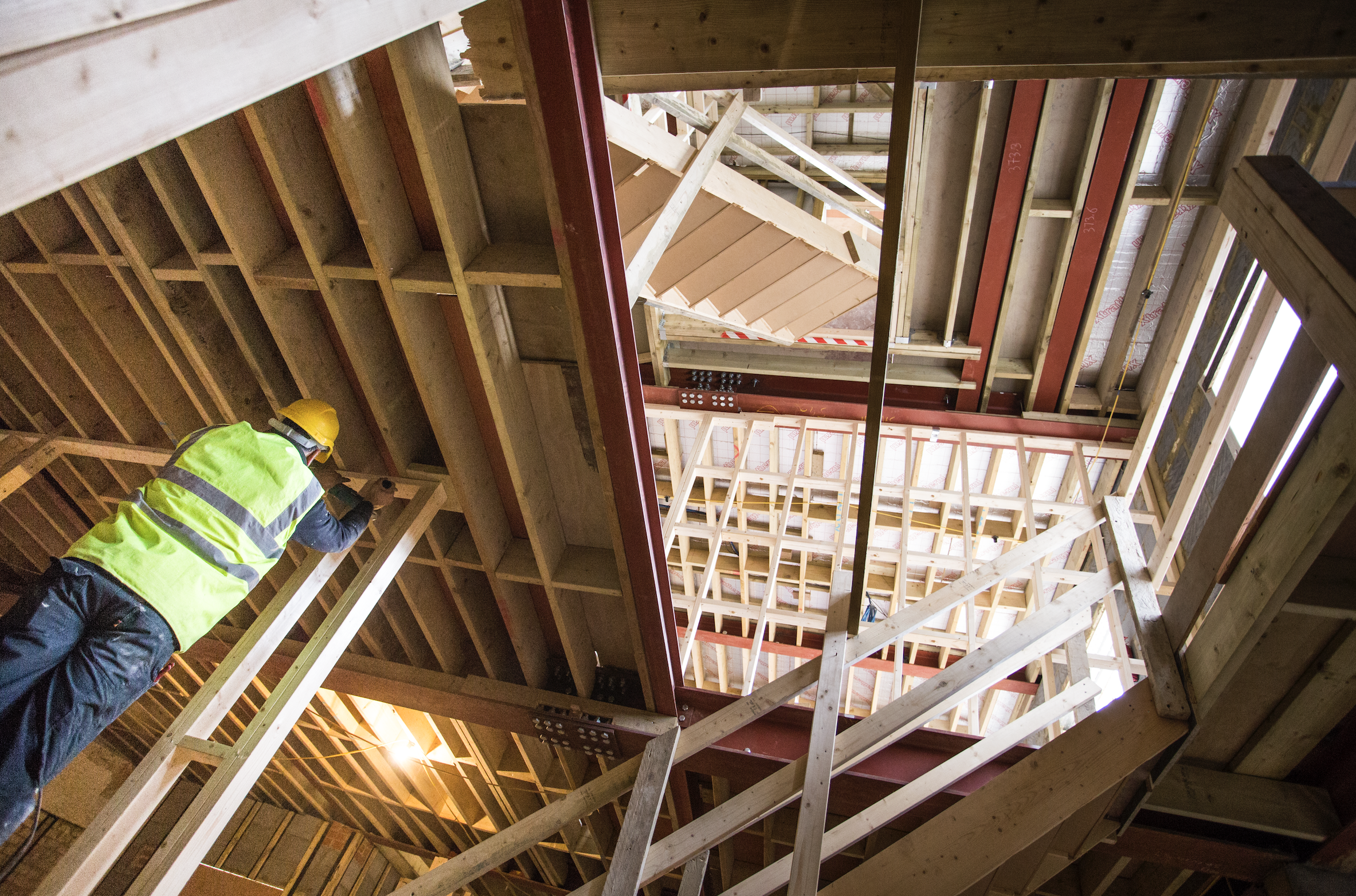 Roof structure steel and timber